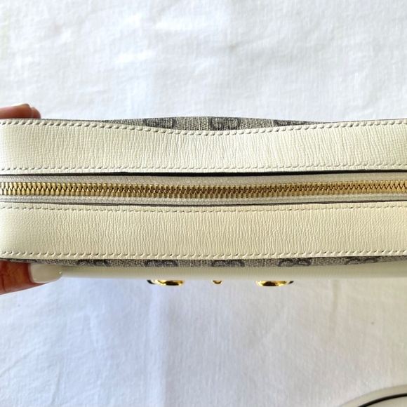 GUCCI HORSEBIT 1955 SMALL SHOULDER BAG - Beige & Ebony GG Supreme - Picture 11 of 13